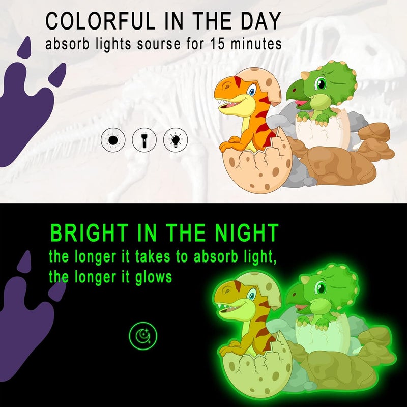 Robmoda Glow in The Dark Dinosaur Wall Decals for Kids Room, Removable Footprints Baby Nino Vinyl Stickers, Nursery Decoration Classroom Gift for Boy Toddlers - Image 3